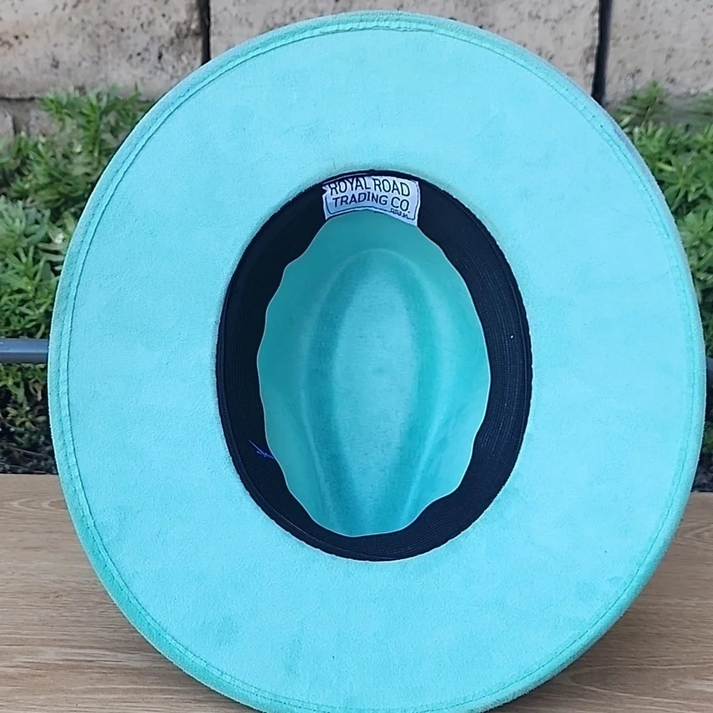 Royal Road Trading Company Teal Wide-Brim Suede Hat bibani.mx display picture 3